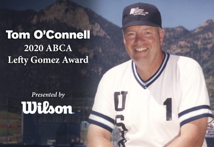 Tom O'Connell, the 2020 ABCA/Wilson Lefty Gomez Award recipient.