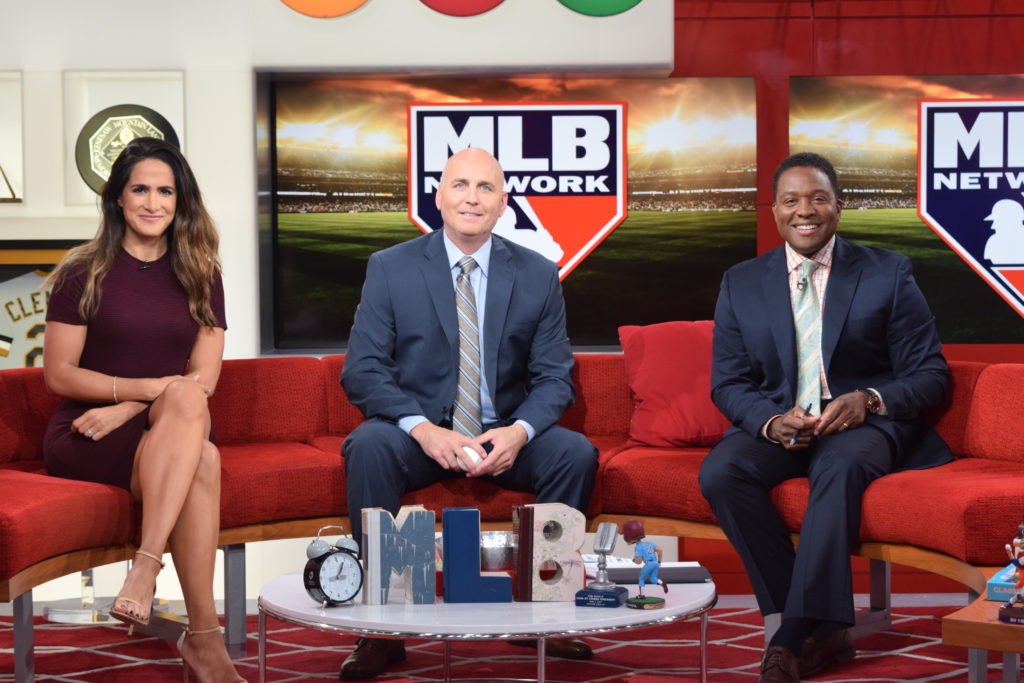 MLB Network's Bill Ripken (center), with Lauren Shehadi (left) and Fran Charles (right)