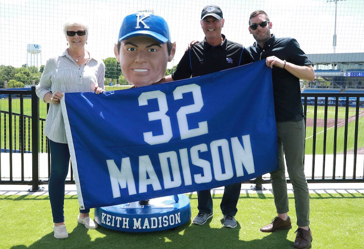 Keith Madison along with his wife Sharon at the unveiling of his life-size bobblehead at the UK Baseball Stadium