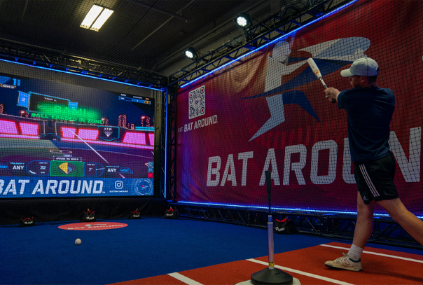 An athlete using the Bat Around simulator