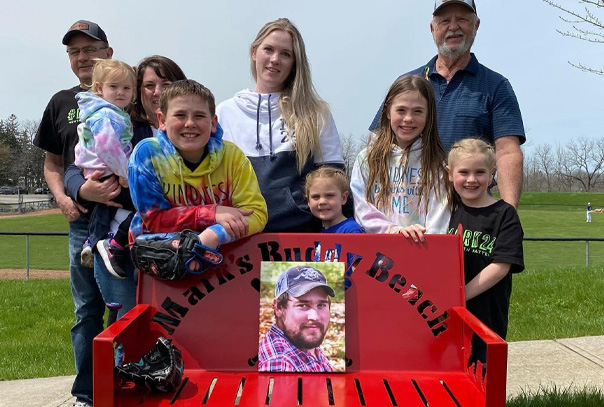 Mark's Buddy Bench at the Canadian Baseball Hall of Fame on his 2023 