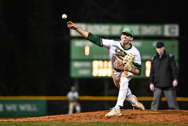 Cary High School pitcher in a game