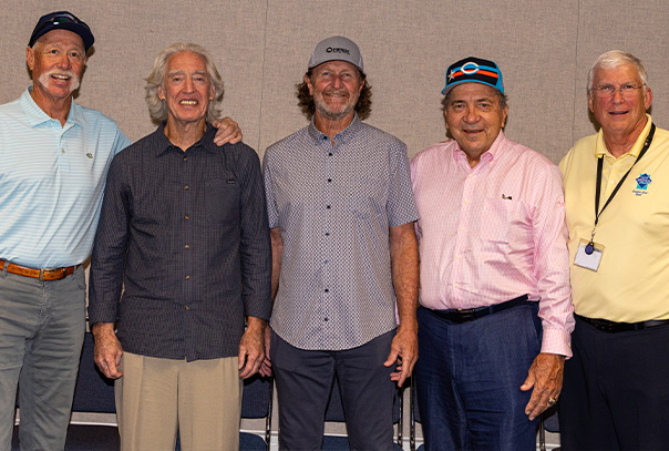 Visiting baseball luminaries from left to right: Goose Gossage, Ted Simmons, Robin Yount, Johnny Bench and Steve Arrison