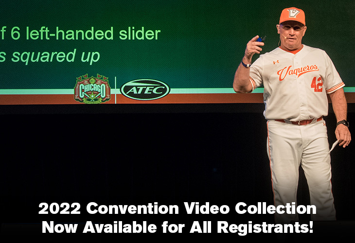 University of Texas Rio Grande head coach with text overlay stating all 2022 clinics are now accessible in Video Library